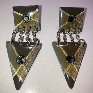 VINTAGE MAM DESIGNS COLLECTORS SIGNED GOLD/MULTICOLOR EARRINGS PIERCED